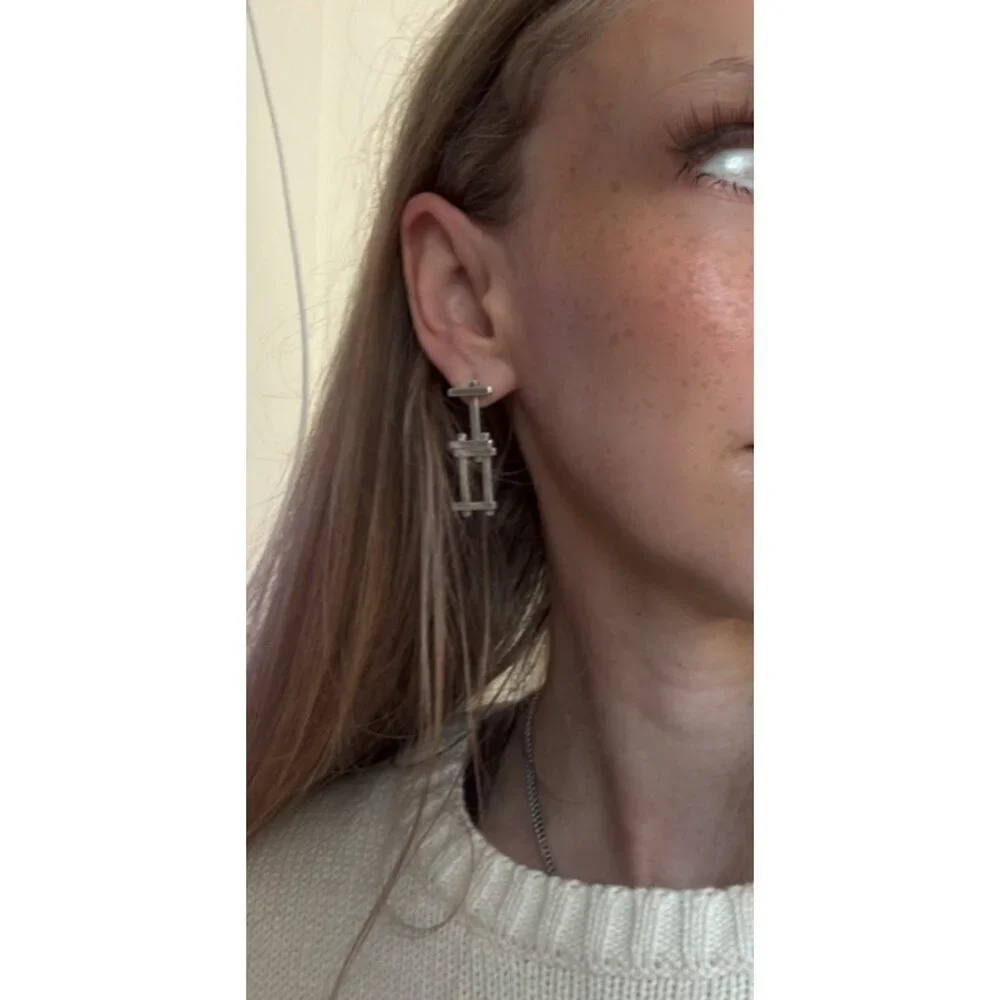 RARE Tiffany & Co. Frank Gehry Axis Drop Earrings Sterling Silver Vintage